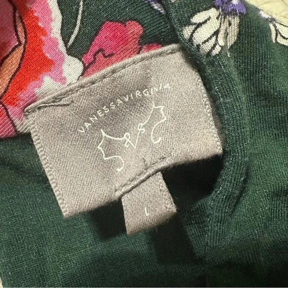 VANESSA VIRGINIA Green Floral Knot Keyhole Blouse Size L - Picture 7 of 10